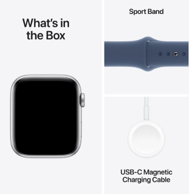 Apple Watch SE (2024) 44mm Silver Aluminium Case with Denim Sport Band (S/M) — фото 4