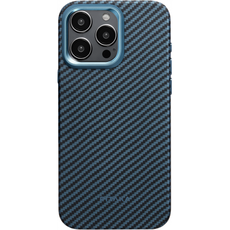 фото Чехол PITAKA MagEZ Case Pro 4 для iPhone 15 Pro Max карбоновый кевлар (арамид) черно-синий в полоску