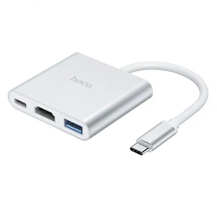 Адаптер Hoco HB14 USB-C 3 в 1 на USB 30HDMIPD Silver 1300₽