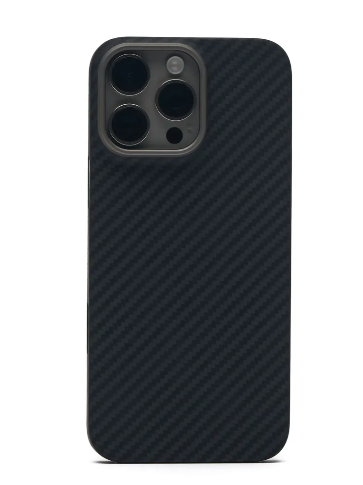 Чехол-накладка Kzdoo Keivlar Case для iPhone 16 Pro карбоновый (черно-серый в полоску)