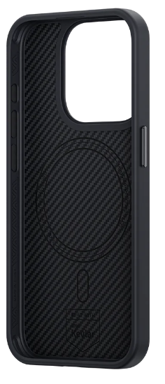 фото Чехол-накладка Benks Magnetic Carbon 600D Kevlar Case для iPhone 15 Pro карбоновый кевлар (арамид) (черно-серый)