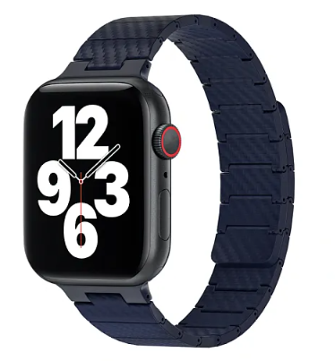 фото Ремешок WIWU Carbon Fiber Pattern для Apple Watch 42/44/45/49mm магнитная застежка (Wi-WB009) (синий)