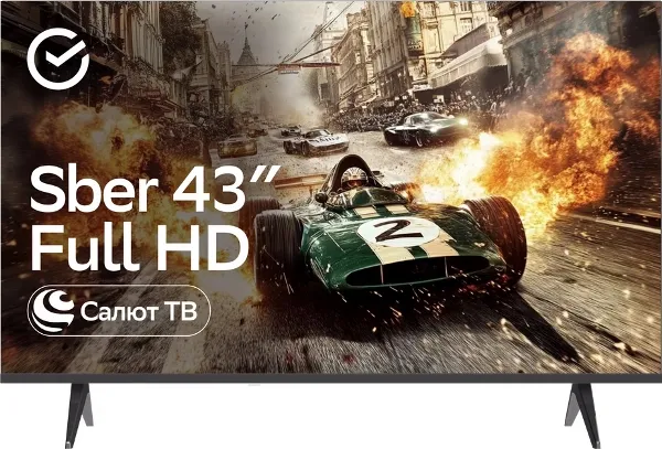 Телевизор SBER SDX-43F2124, 43", LED FHD, 60 Гц, Smart TV (Салют ТВ)