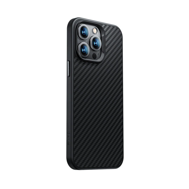фото Чехол-накладка Benks Magnetic Kevlar Case для Apple iPhone 14 Pro Max карбоновый (кевлар) черно-серый в полоску