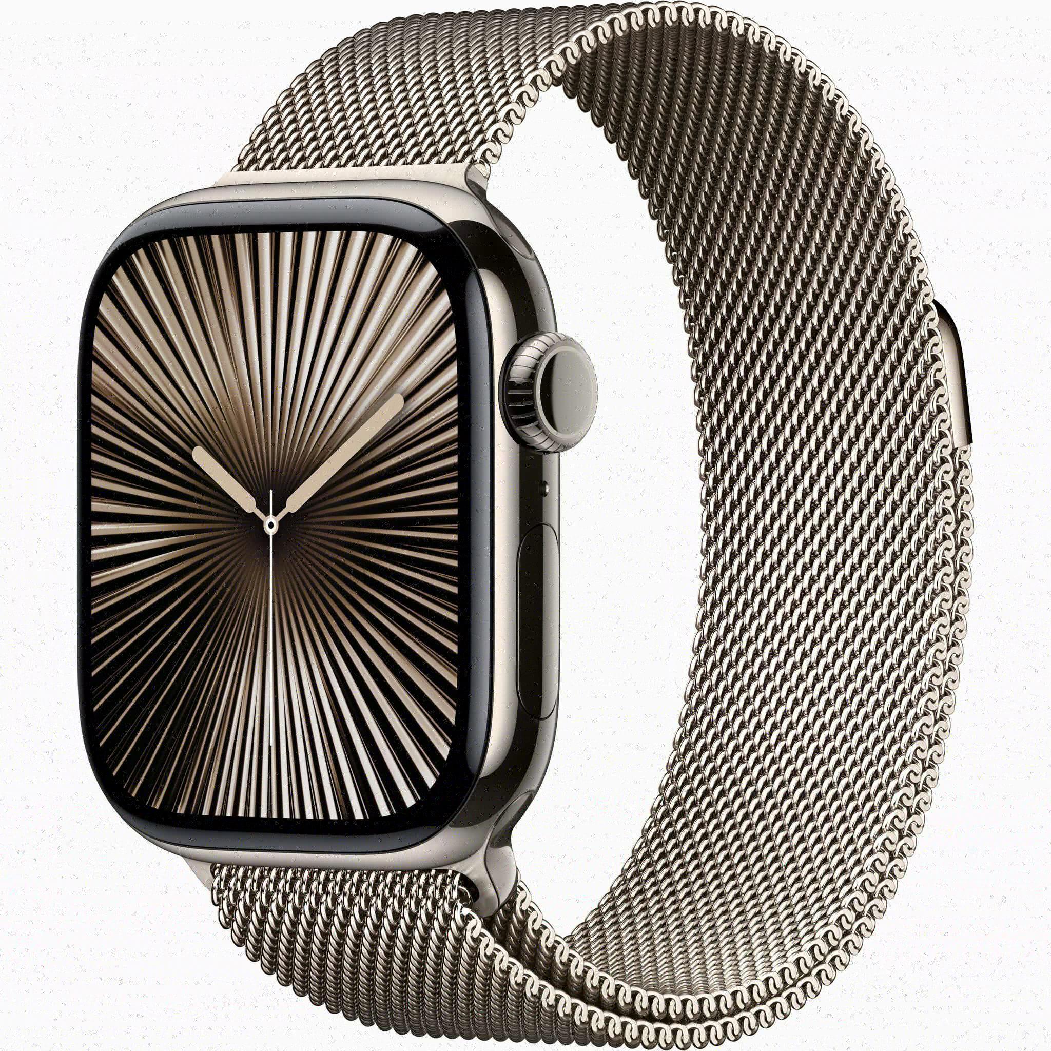 Apple Watch Series 10 42mm Natural Titanium Case with Natural Stainless Steel Milanese Loop