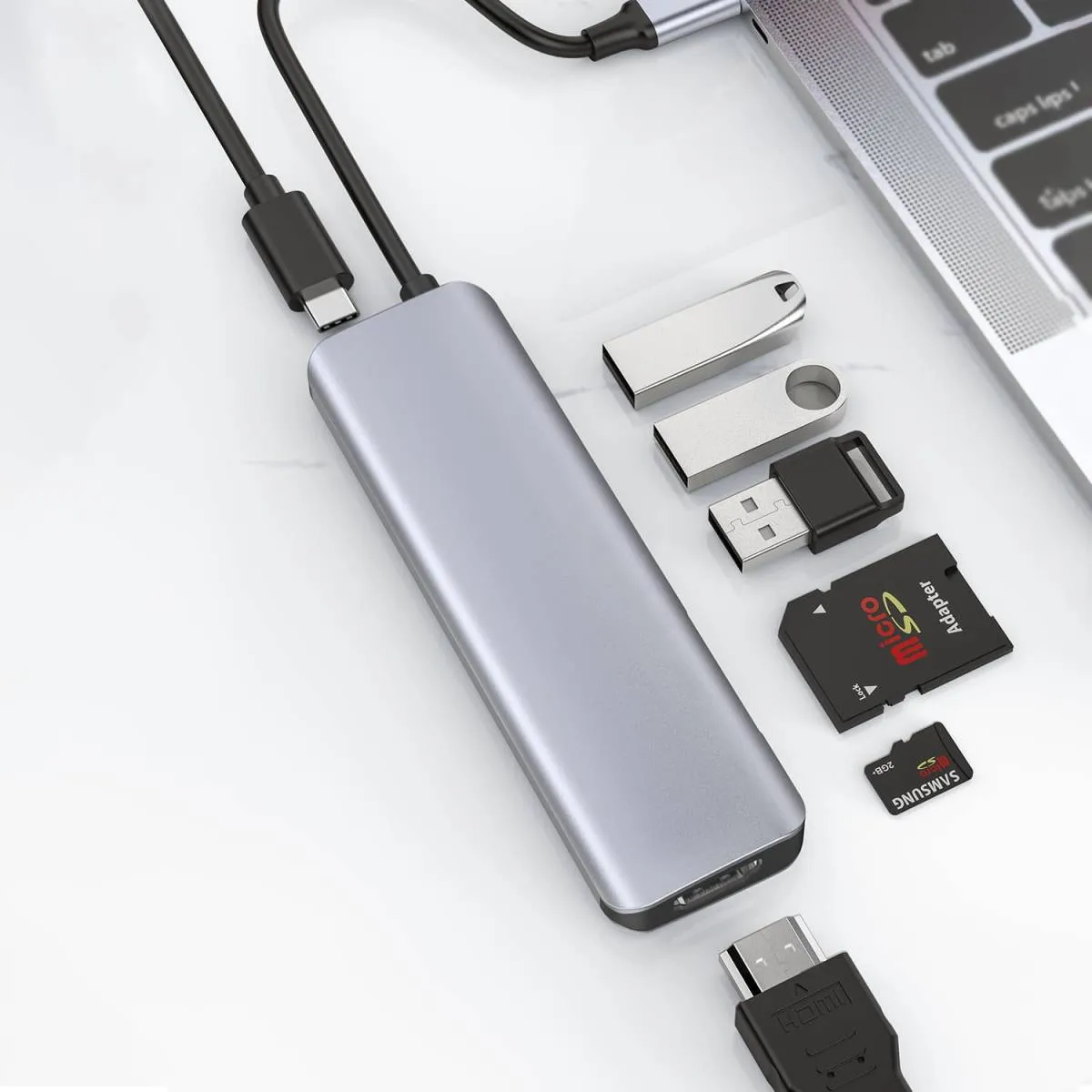 фото Адаптер WIWU Alpha 7 в 1 USB-C HUB на USB 3.0*3/TF/SD/HDMI/PD (A731HC) (Space Gray)