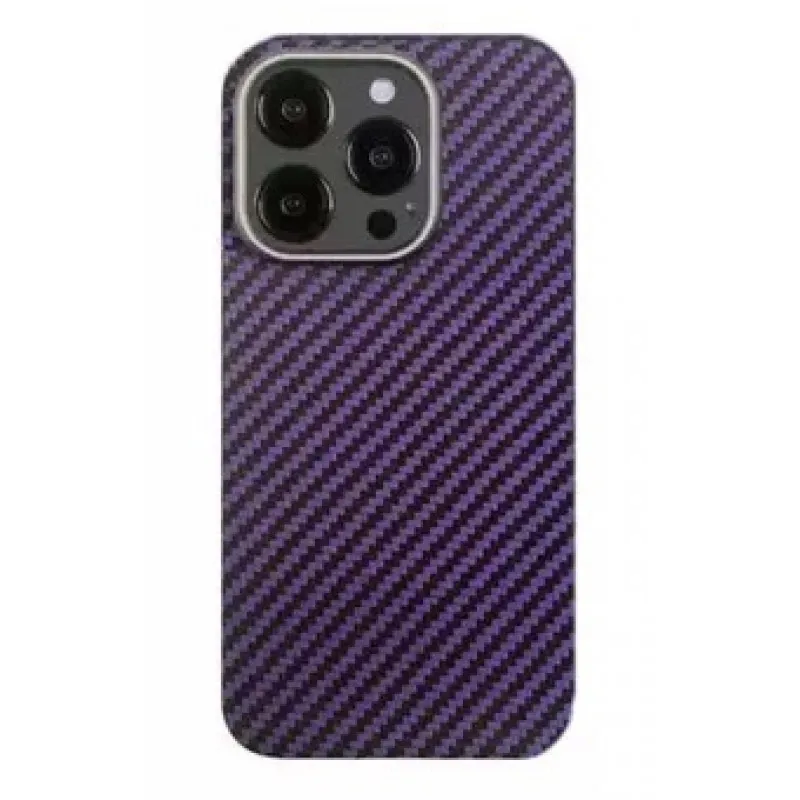 фото Чехол-накладка Kzdoo Kevlar Case для iPhone 14 Pro Max карбоновый (черно-фиолетовый в полоску)