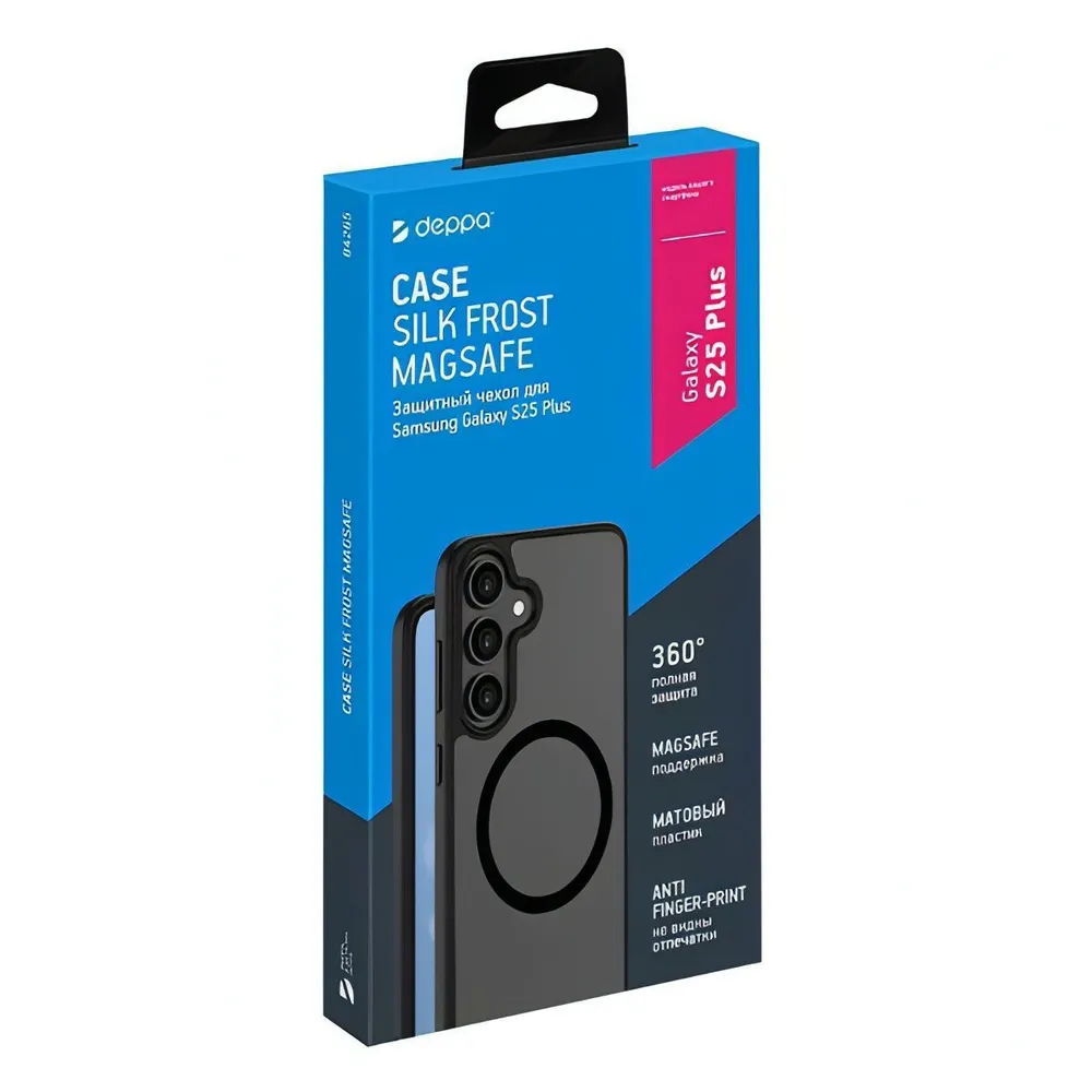фото Чехол-накладка Deppa Silk Frost Magsafe (D-84265) для Samsung Galaxy S25+ пластиковый матовый (черный)