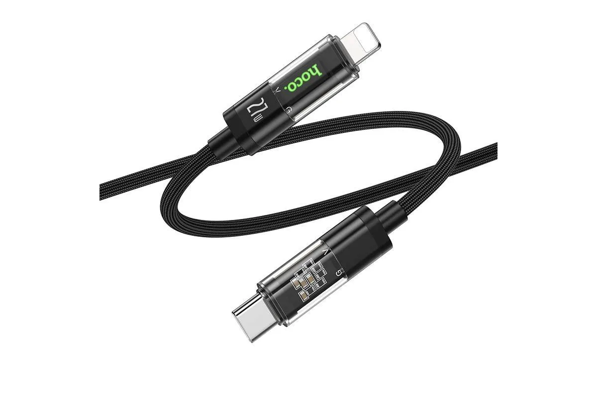 Кабель Hoco U116 Discovery Edition (Type-C) на (Lightning) 120см тканевая оплётка (черный)