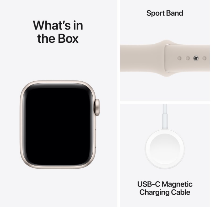 Apple Watch SE (2024) 44mm Starlight Aluminium Case with Starlight Sport Band (M/L) — фото 9