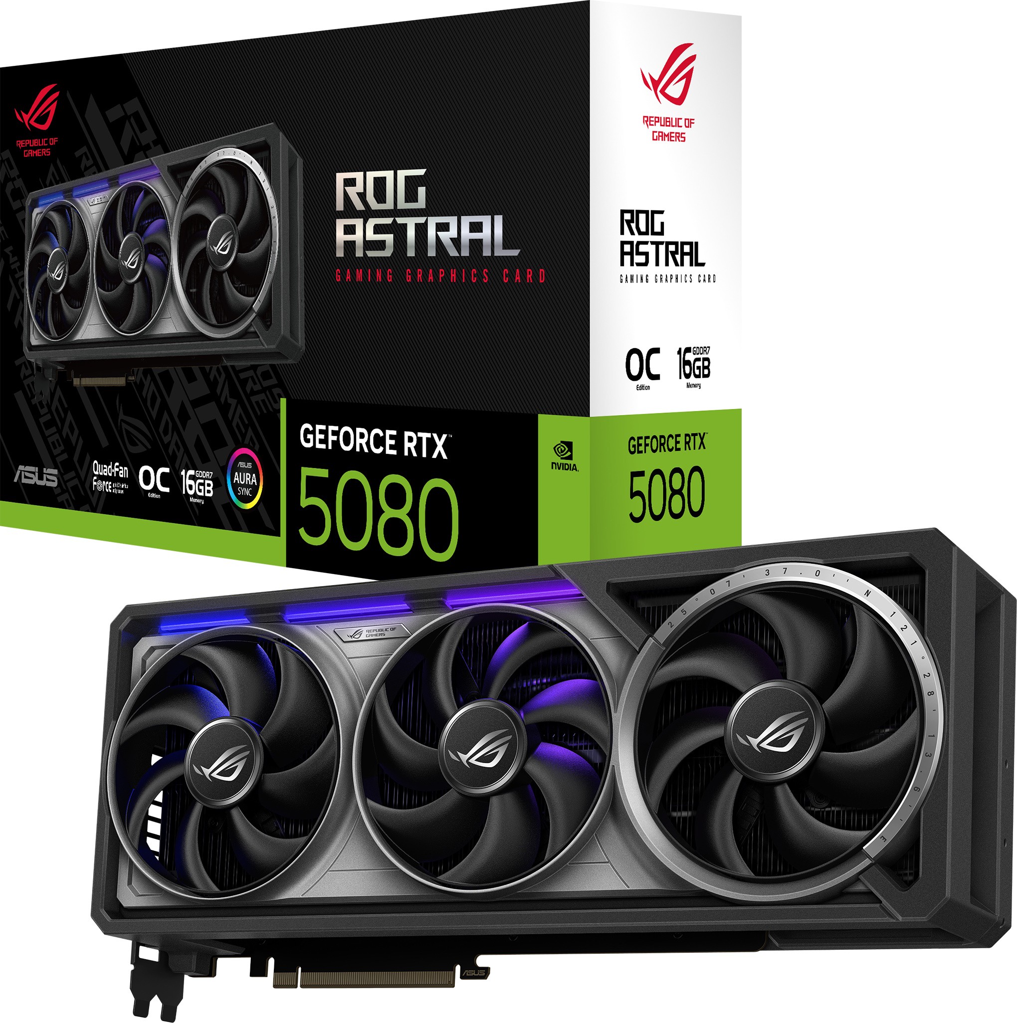 Видеокарта ASUS (ROG-ASTRAL-RTX5080-O16G-GAMING) GeForce RTX 5080 16GB ROG ASTRAL OC 90YV0LV0-M0NA00