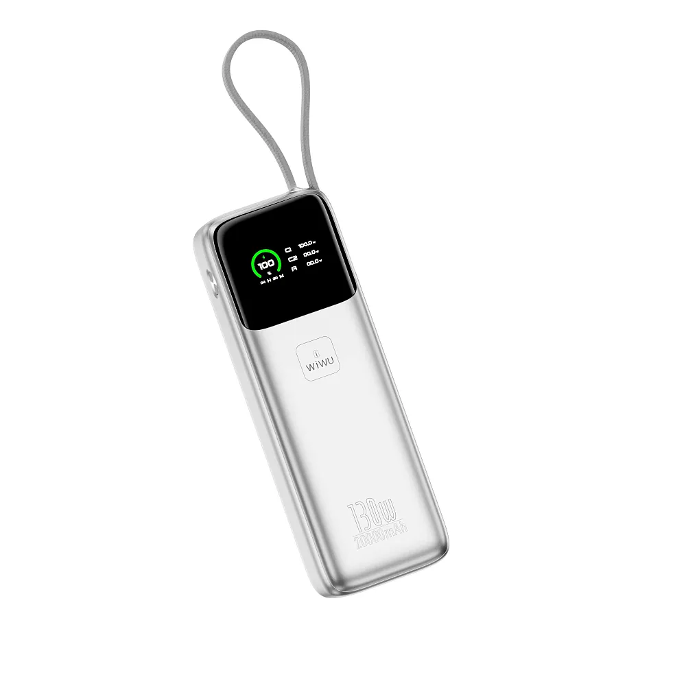 фото Внешний аккумулятор WiWU Mega 20000mAh 130W кабель Type-C (PM301) (серебристый)