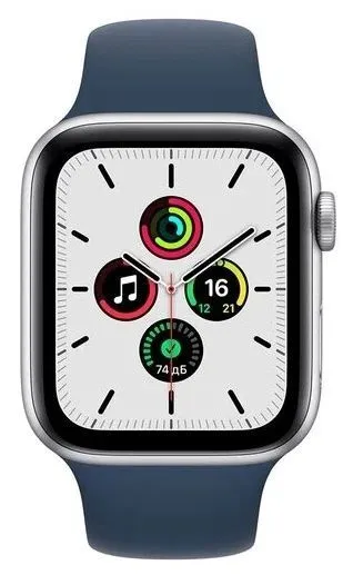 Apple Watch SE 44mm (GPS) Silver Aluminum Case with Abyss Blue Sport Band (MKQ43) б/у