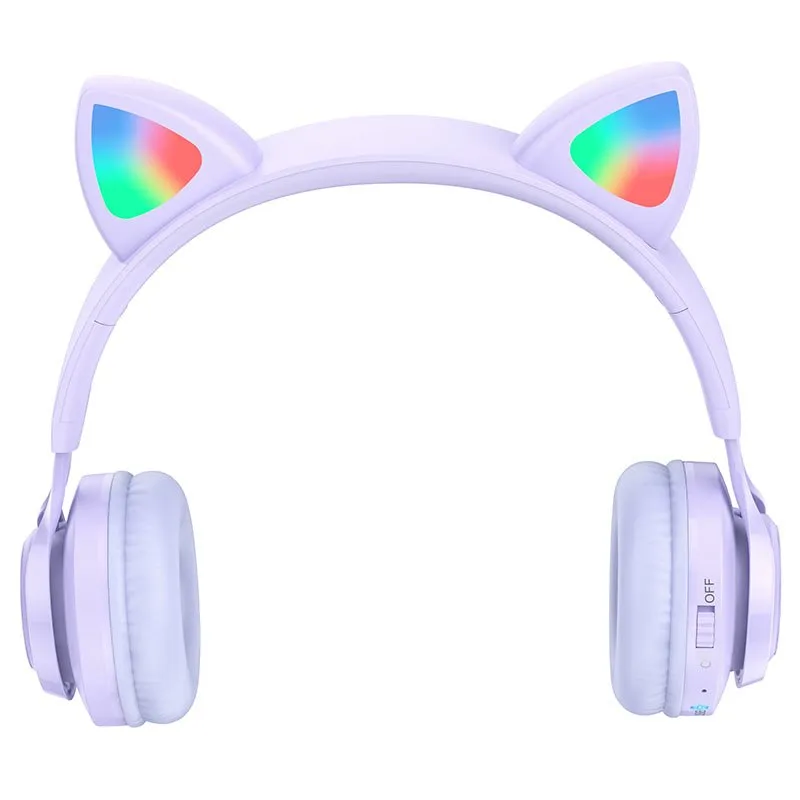 фото Беспроводные Bluetooth cтерео-наушники Hoco W39 Cat Ear Kids BT (Purple)
