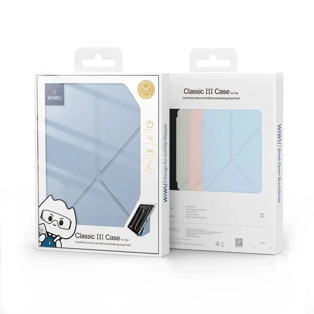 фото Чехол-книжка WIWU Classic III Case для Apple iPad Air 4/5 и Air 11 (2024/2025) (полиуретан с подставкой) (GF-003) (голубой)