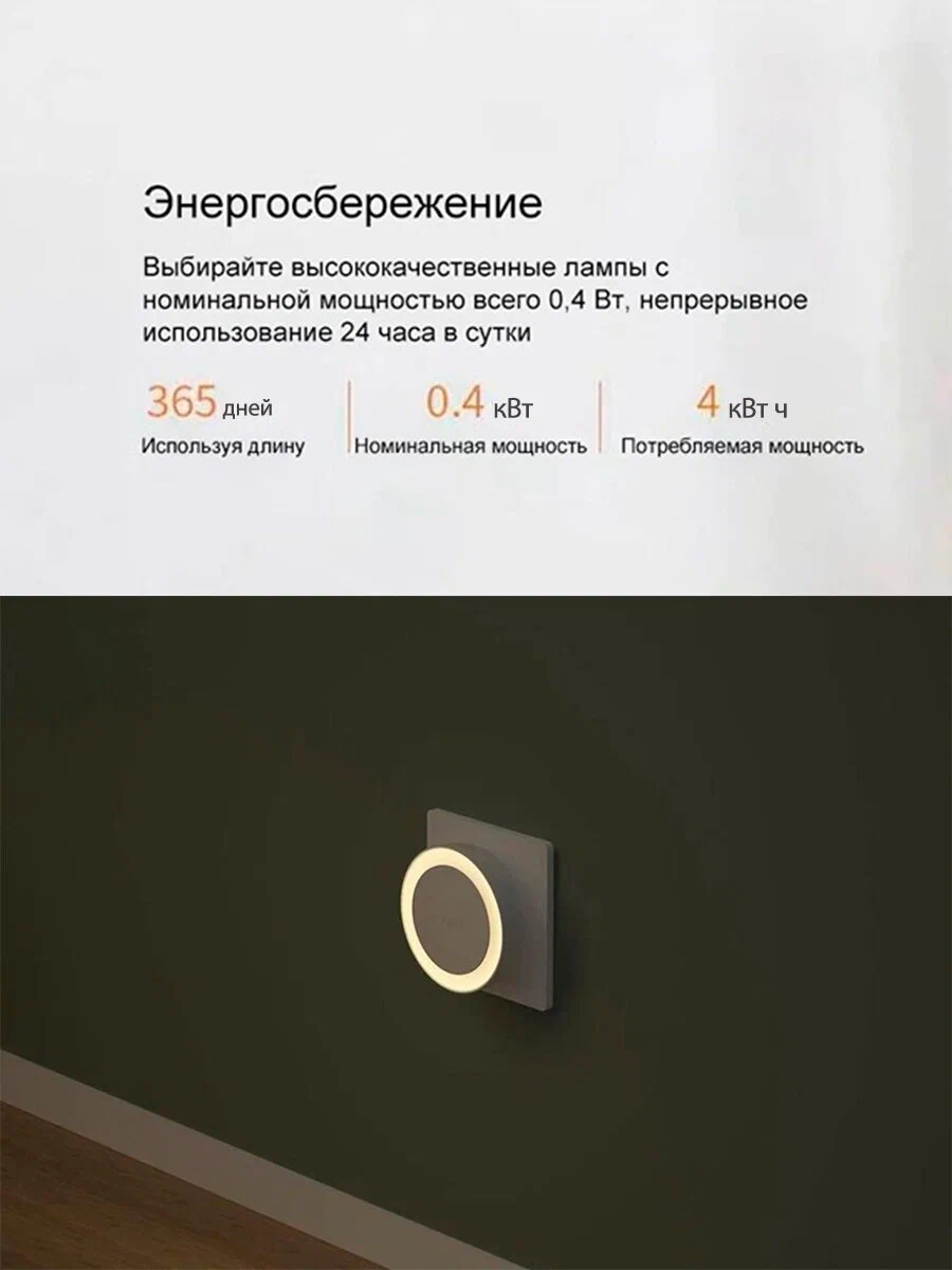 Ночник в розетку Xiaomi Yeelight Plug-in Light Sensor Nightlight (White)