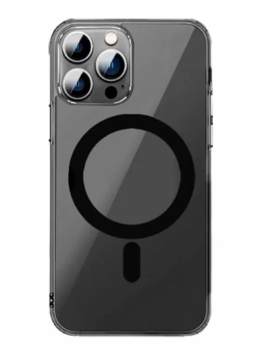 фото Чехол-накладка Wiwu Magsafe Charge для Apple iPhone 14 Pro Max пластиковый с подставкой (прозрачно-черный)