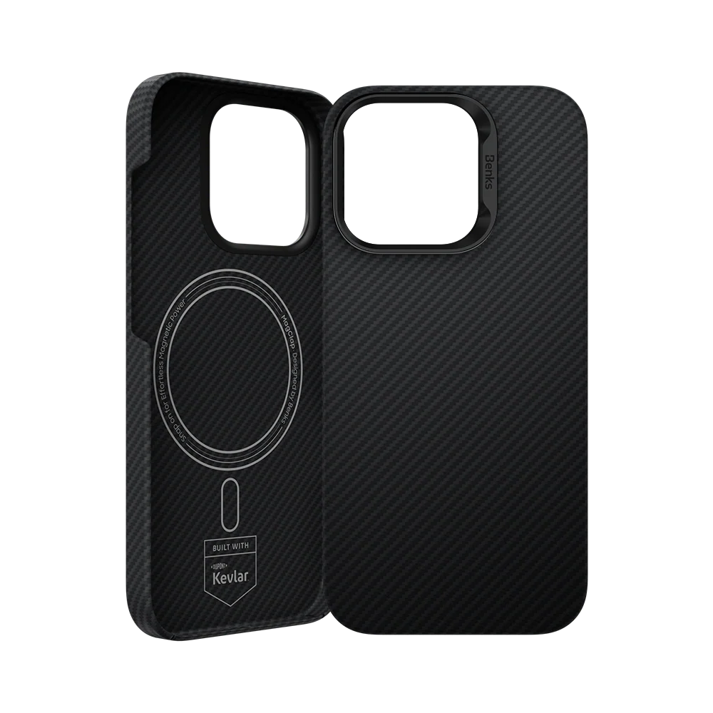 фото Чехол-накладка Benks ArmorAir Kevlar MagSafe для iPhone 16 Pro Max кевлар черно-серый в полоску