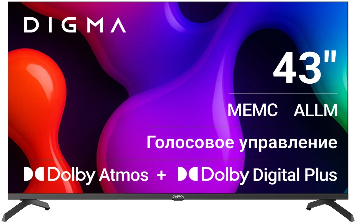 Телевизор Digma DM-LED43UQB31, 43", QLED 4K UHD, 60 Гц, Smart TV (Google TV)