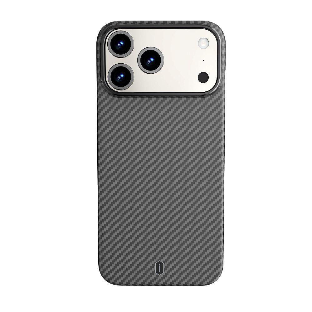 фото Чехол-накладка Wiwu Aramid Air Magsafe для iPhone 17 Pro карбоновый кевлар (арамид) черно-серый в полоску