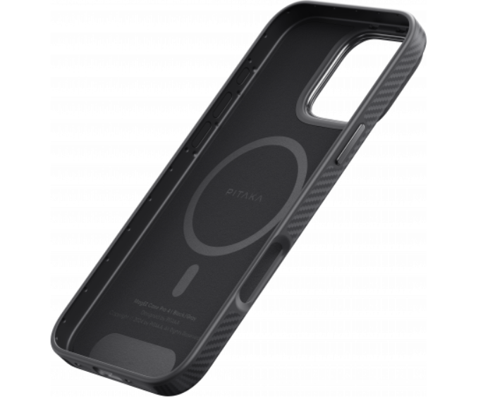 фото Чехол PITAKA Military-Grade MagEZ Pro 4 для iPhone 16 Pro Max карбоновый (арамид) черно-серый в полоску