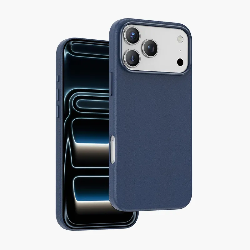 Чехол-накладка Keephone Peekaboo MagSafe для Apple iPhone 17 Pro искусственная кожа (синий)