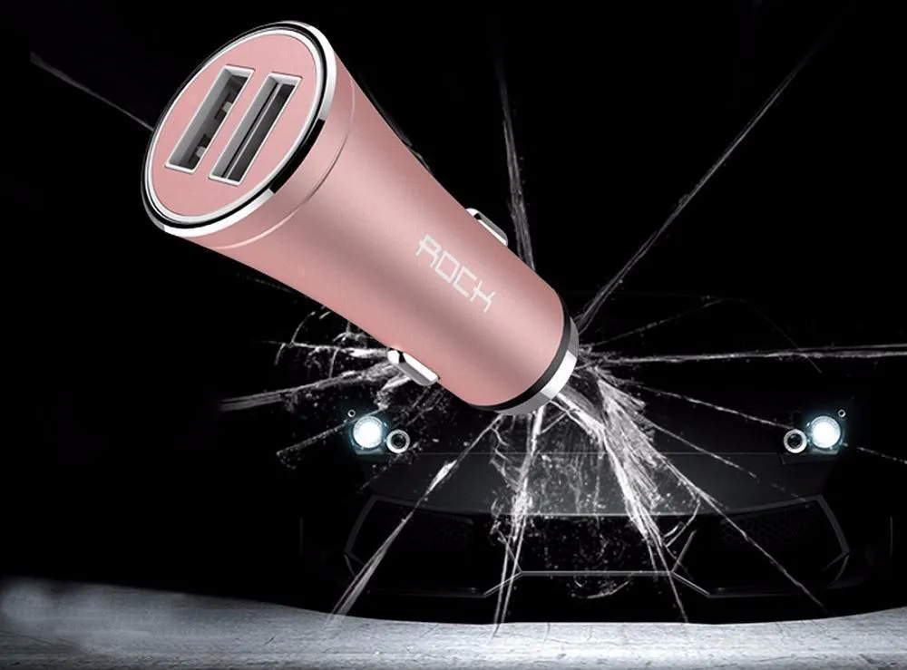 фото Автомобильный блок питания Rock H1 Car Charger with Hammer 2xUSB, 5V, 2,4A (общ.) (Rose Gold)