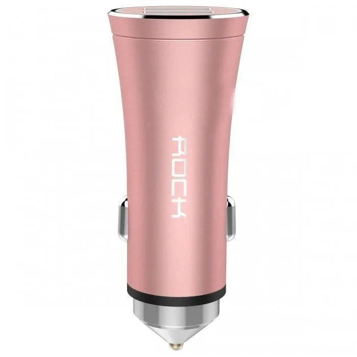 Автомобильный блок питания Rock H1 Car Charger with Hammer 2xUSB, 5V, 2,4A (общ.) (Rose Gold)