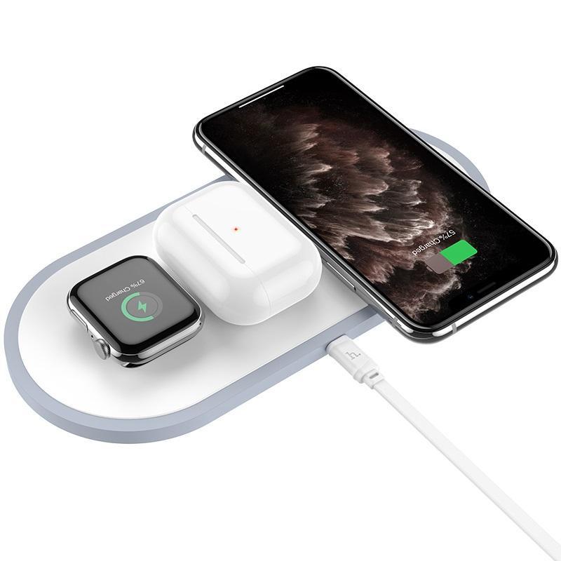 фото Беспроводное зарядное устройство Hoco (CW24) 3-in-1 Wireless Fast Charger (белый)