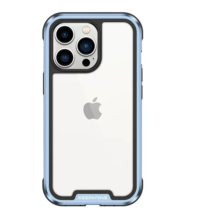 фото Чехол-накладка Keephone Iron Pro Series для Apple iPhone 13 Pro противоударный (голубая рамка)