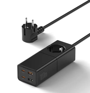 фото Сетевое зарядное устройство WIWU GaN 5 в1 100W 2хUSB/2хType-C (Wi-S004) (черный)