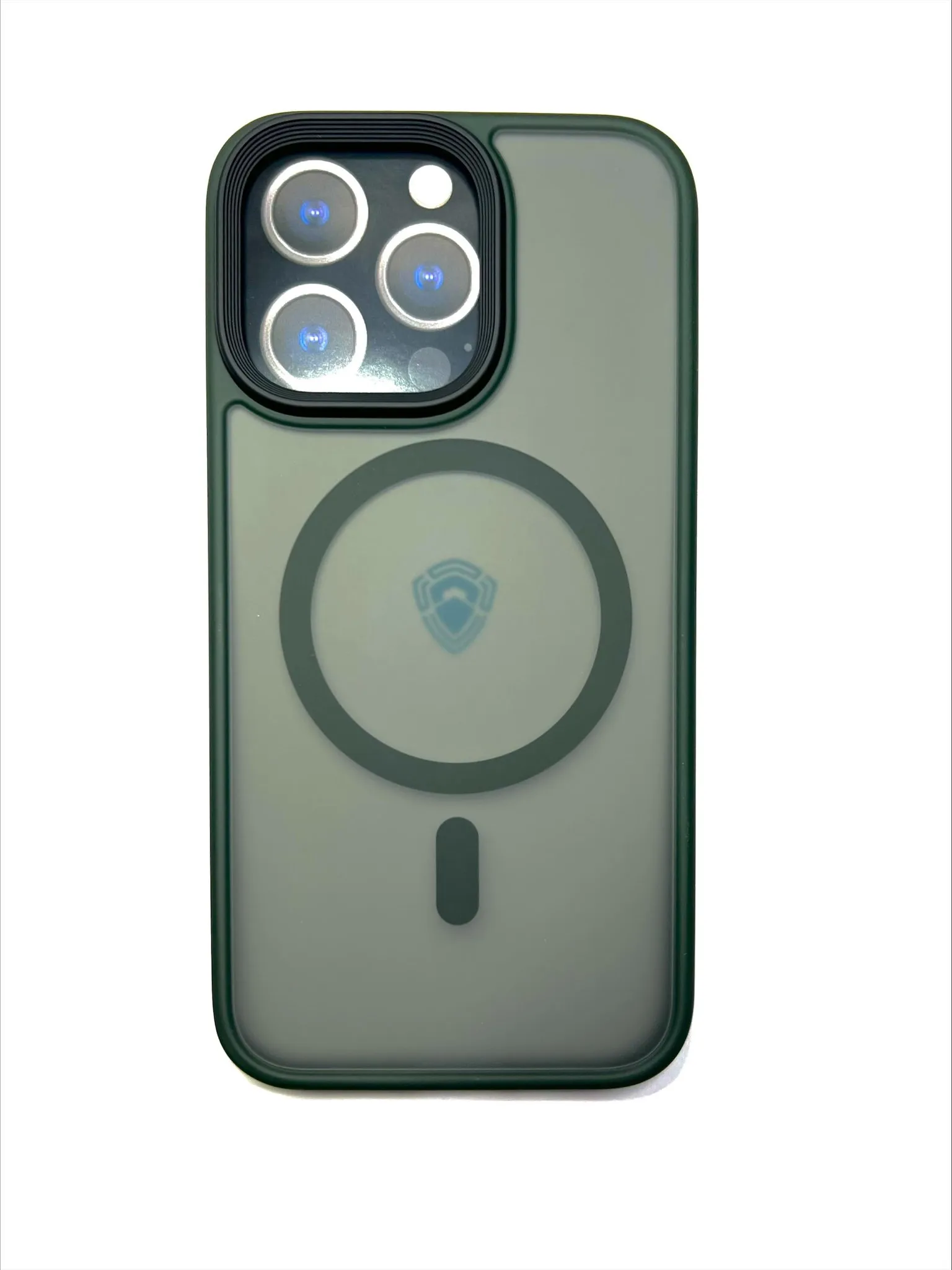 фото Чехол-накладка Dfansdesign Magsafe Case для Apple iPhone 14 Pro Max пластиковый прозрачно-черный (темно-зеленая рамка)