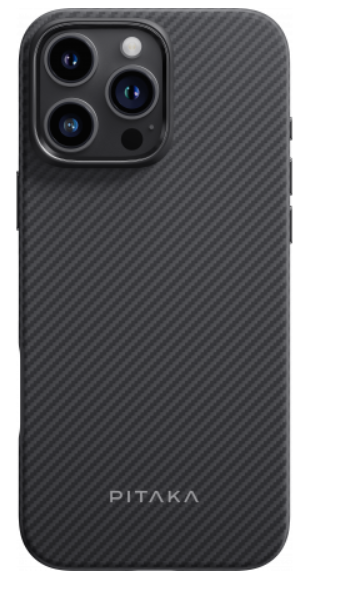 Чехол PITAKA Military-Grade MagEZ Pro 4 для iPhone 16 Pro карбоновый (арамид) черно-серый в полоску