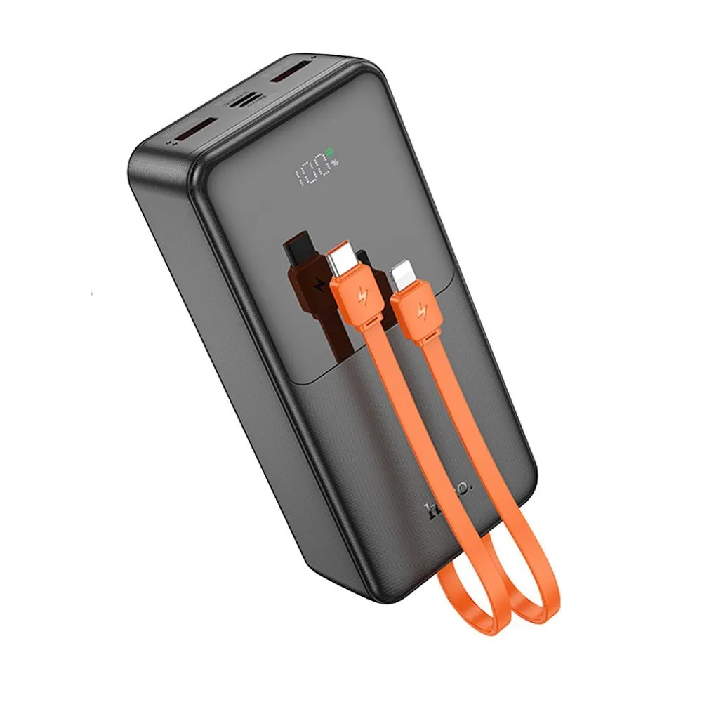 фото Внешний аккумулятор Hoco J119B Sharp charger 30000mAh 2хUSB/Type-C/MicroUSB/кабель Lightning + Type-C (черный)