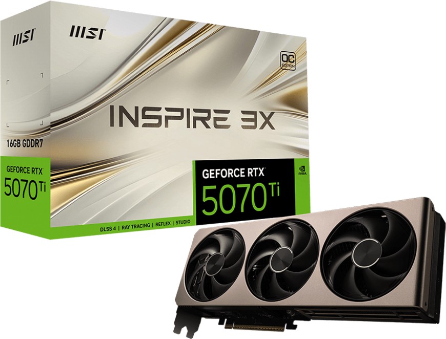 Видеокарта MSI (G507T-16I3C) GeForce RTX 5070 Ti 16G INSPIRE 3X OC