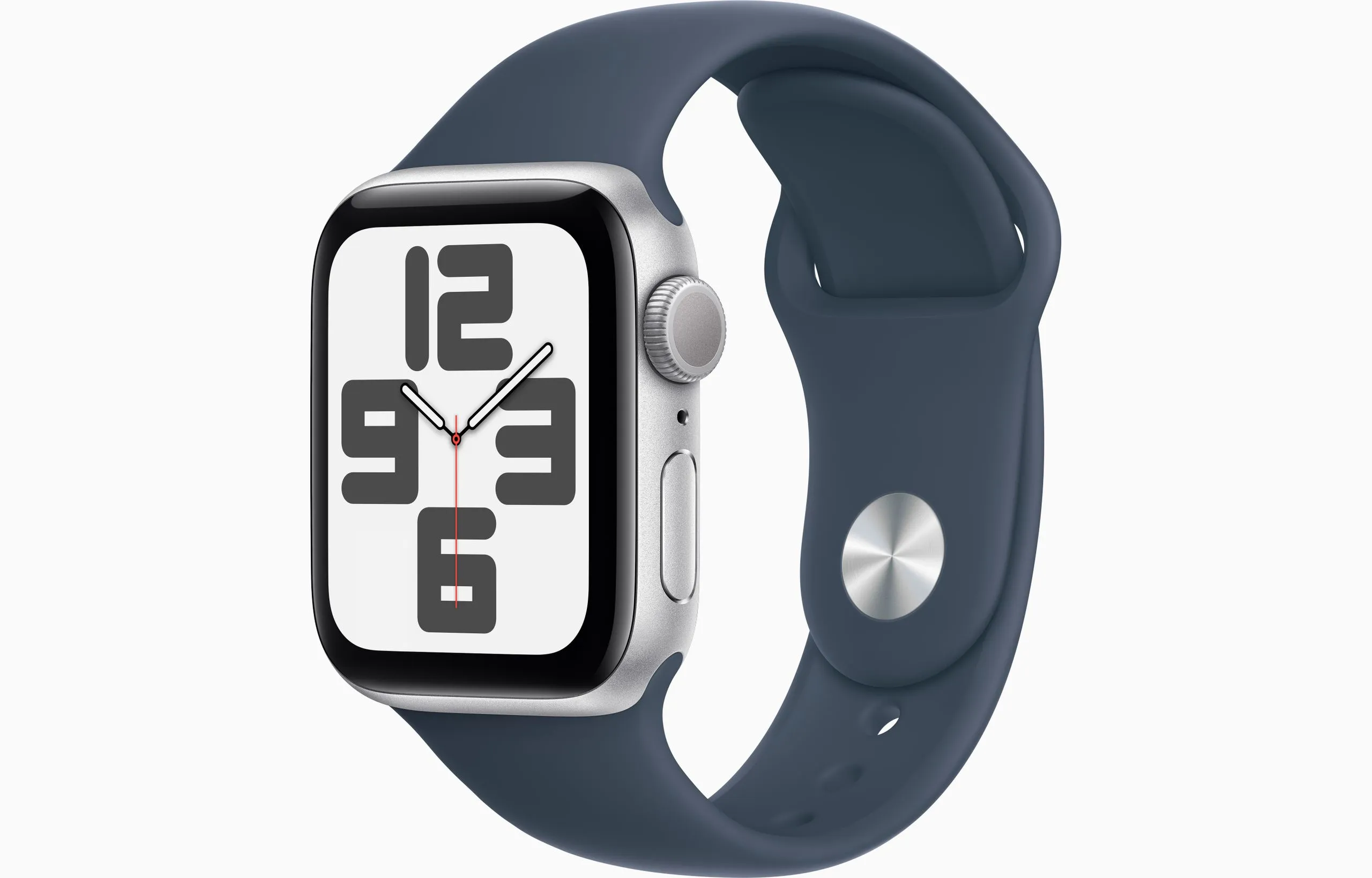 Apple Watch SE Gen 2 40mm (GPS) Silver Aluminum Case with Storm Blue Sport Band (M/L) (MRE23)