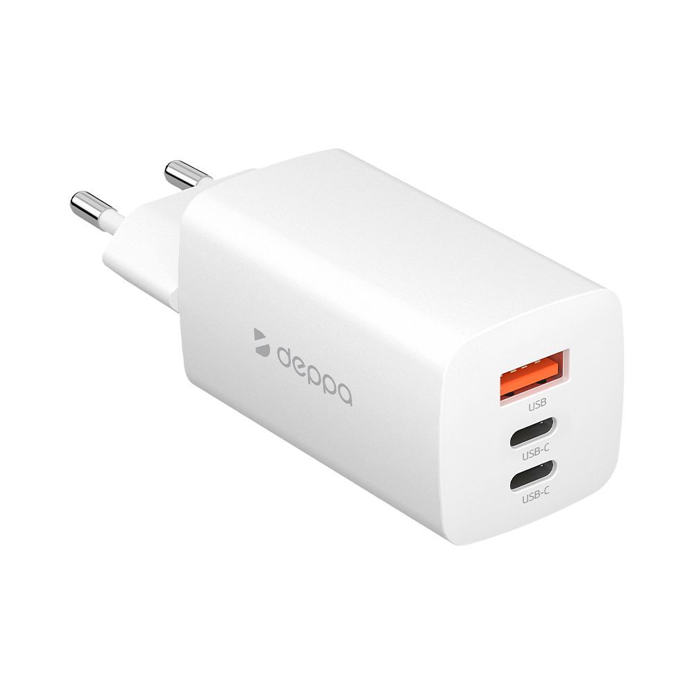 Сетевое зарядное устройство Deppa (11443) Wall charger GaN 65W 3.0А 2хType-C/USB (белый)