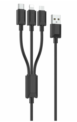 Кабель Hoco X75 (USB) 3 в 1 Lightning/Micro USB/Type-C 100см 2.0A (черный)
