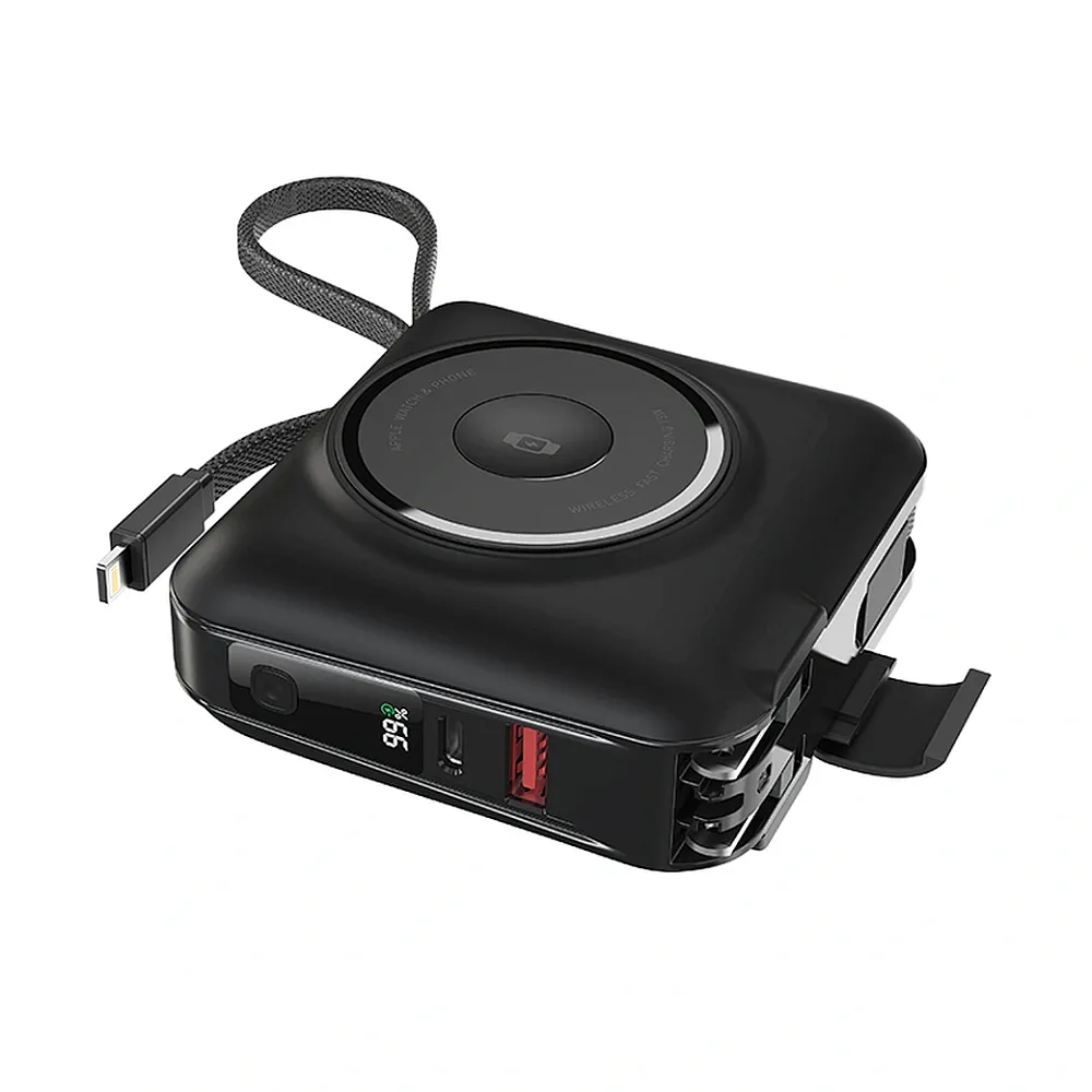 фото Внешний аккумулятор WiWU All-Round Qi 6 в1 Wi-P051 15000mAh 45W USB/Type-C/кабель Type-C, Lightning (черный)