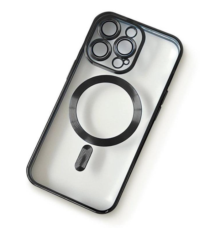 фото Чехол-накладка Clear Case Magsafe для iPhone 15 Pro пластиковый (черная рамка)