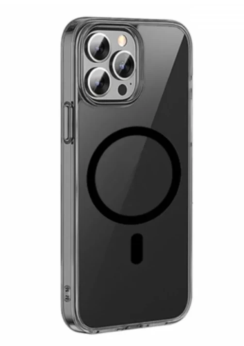 фото Чехол-накладка Wiwu Magsafe Charge для Apple iPhone 14 Pro Max пластиковый с подставкой (прозрачно-черный)