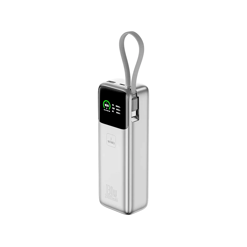 фото Внешний аккумулятор WiWU Mega 20000mAh 130W кабель Type-C (PM301) (серебристый)