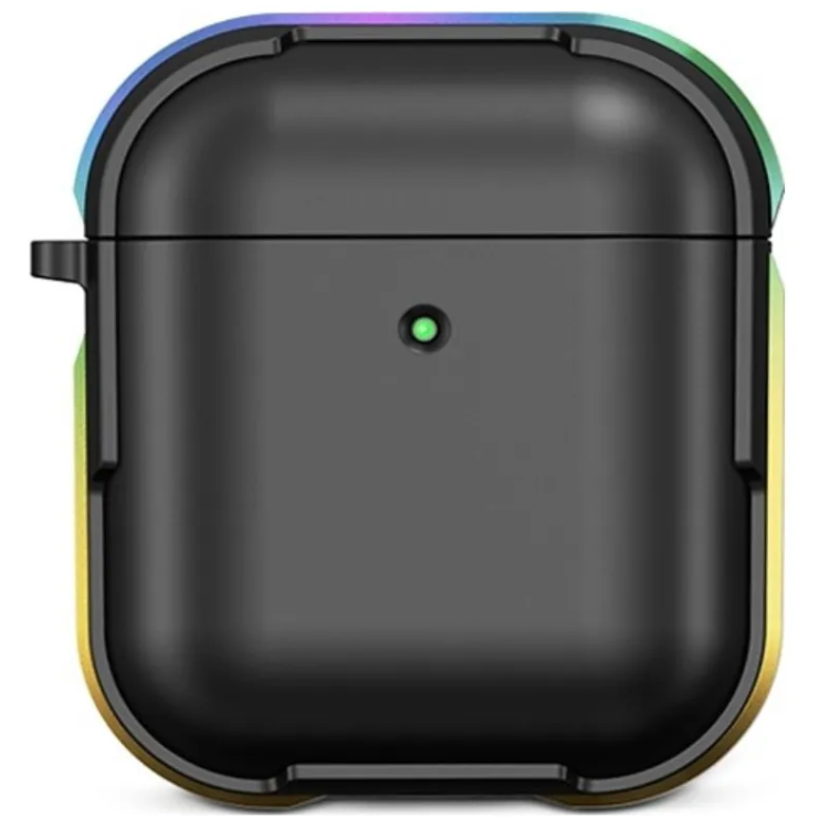 Чехол WiWU Defense Armor для AirPods 2 противоударный с карабином (черный/цветной бампер)