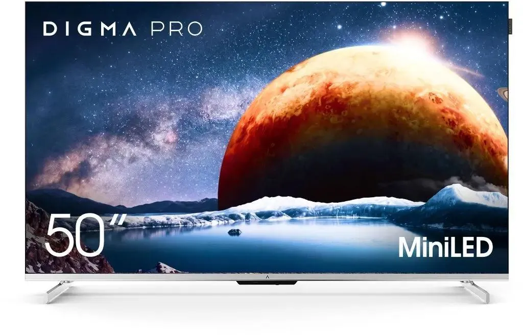 Телевизор Digma, 50", Mini LED 4K UHD, 144 Гц, Smart TV (Google TV), серебристый