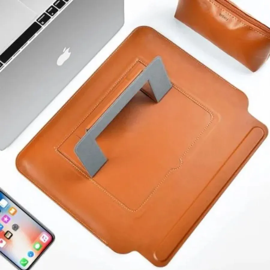 фото Чехол для ноутбука WIWU Skin Pro Slim Stand Sleeve для Apple MacBook Neo/Pro 13/Air 13 с подставкой (коричневый)