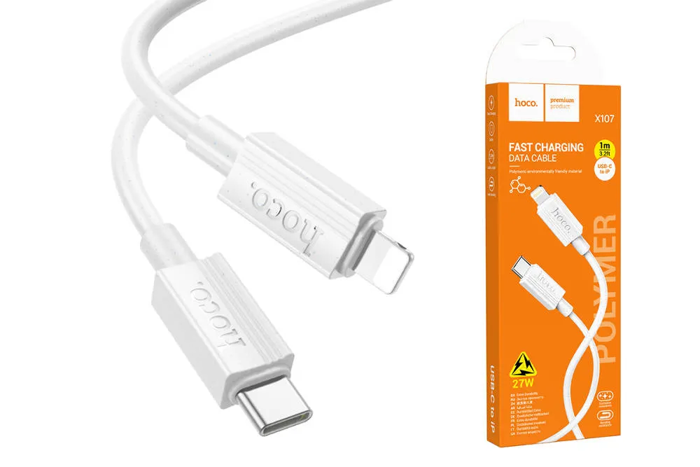 Кабель Hoco X107 (Type-C/PD27W) на (Lightning) 100см (белый)