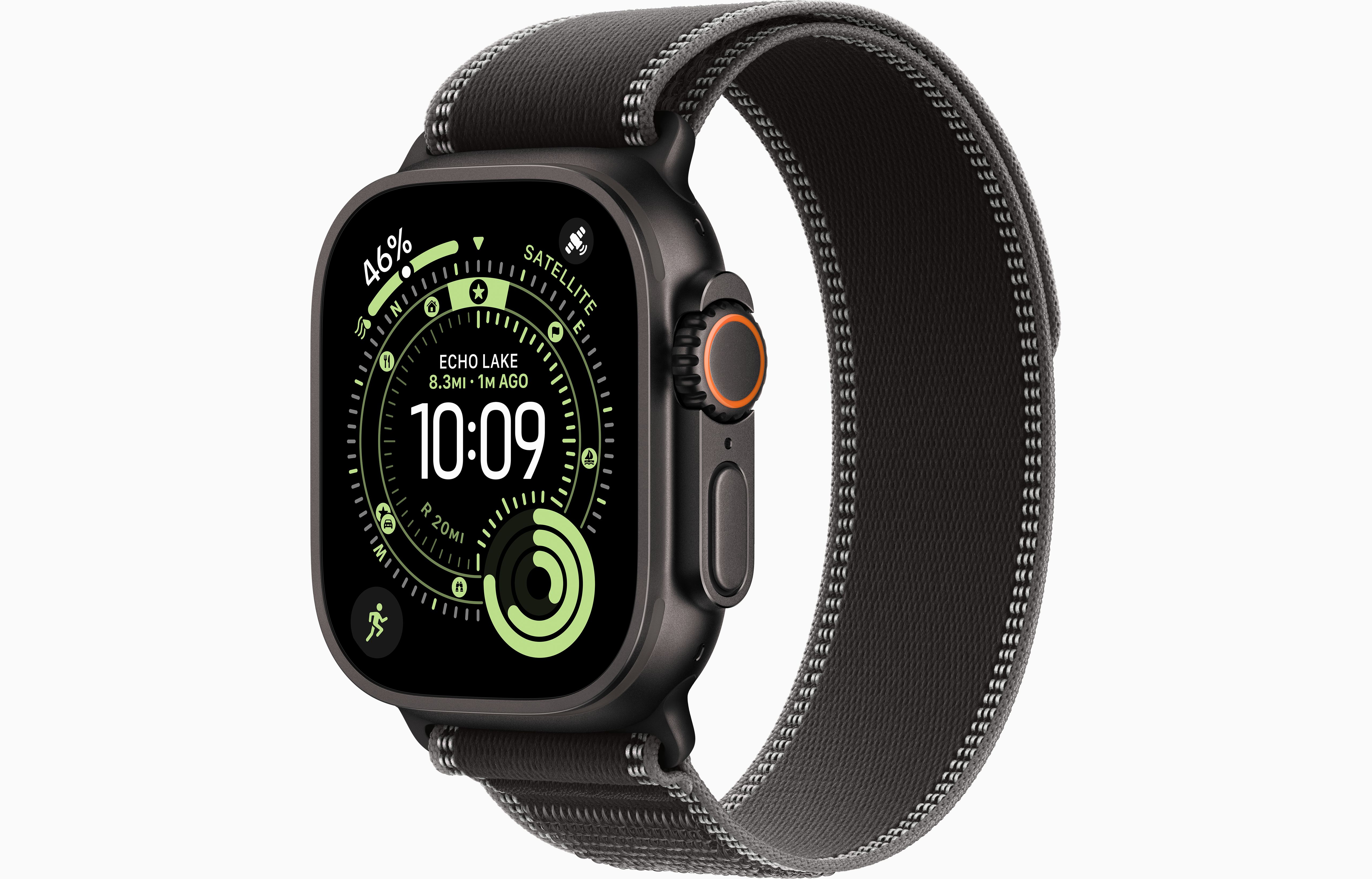 Apple Watch Ultra 3 49mm Black Titanium Case with Black/Charcoal Trail Loop (M/L)