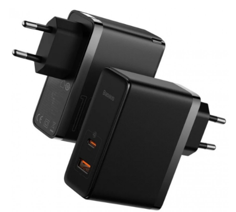 фото Сетевое зарядное устройство Baseus GaN5 Pro Fast Charger 100W USB/Type-C+ кабель Type-C/Type-C (CCGP090201) (черный)