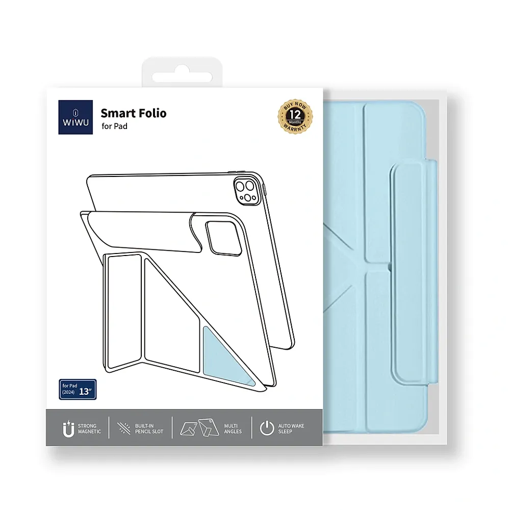 фото Чехол-книжка WIWU Magnetic Folio Case для Apple iPad 10 (2022)/iPad 11 (2025) с подставкой и отделением под стилус (голубой)