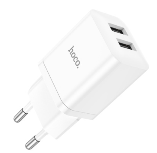 фото Сетевое зарядное устройство Hoco (N25) Maker 2xUSB/2.1A + кабель Lightning (белый)